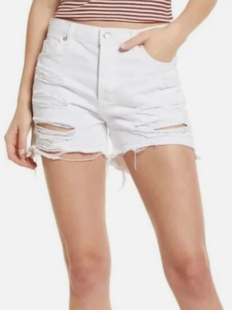 Free People Women's White Maggie Distressed Shorts Nwt Size 26